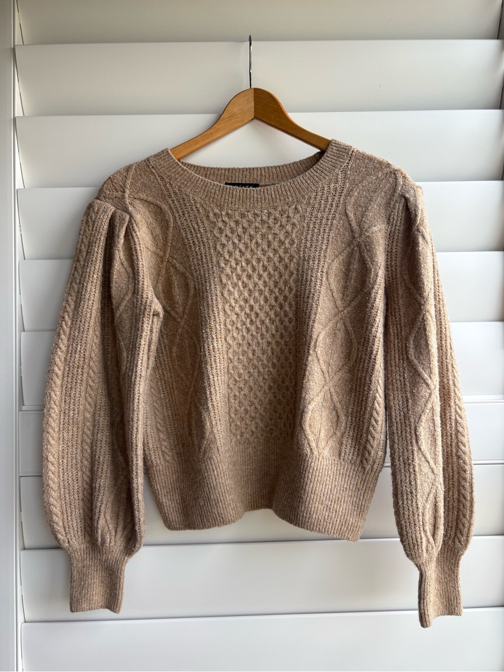 1. State Beige Cable Knit Scoop Neck Sweater